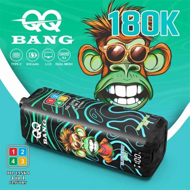 QQ BANG 180000 | 4-in-1 quad flavor, 180000 puffs, monkey design, bulk disposable vape - Image 9