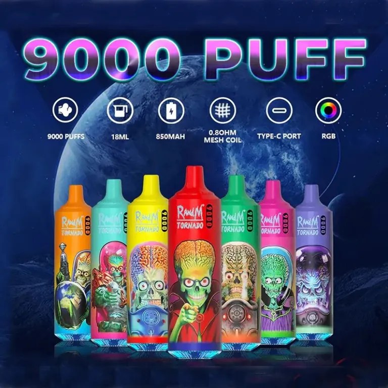 RandM Tornado 9000 Puffs | 0%-5% nicotine, bulk disposable vape