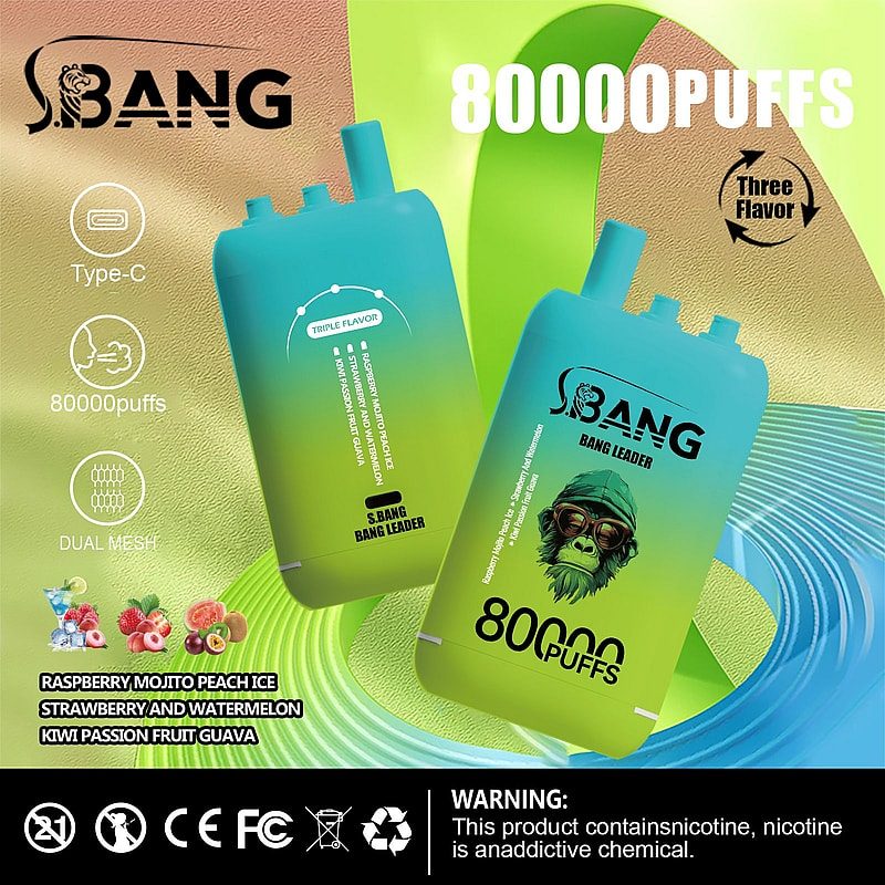 Bang Leader 80K | 80000 puffs, triple flavor, dual mesh, Type-C rechargeable, bulk disposable vape - Image 8