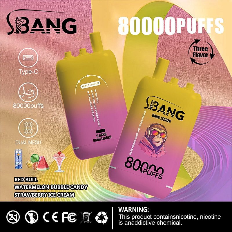 Bang Leader 80K | 80000 puffs, triple flavor, dual mesh, Type-C rechargeable, bulk disposable vape - Image 5