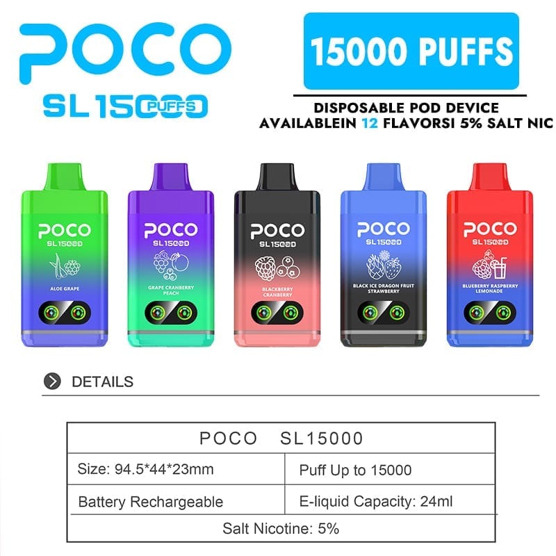 Poco SL 15000 Puffs | adjustable airflow, 0%-5% nicotine, bulk disposable vape - Image 15