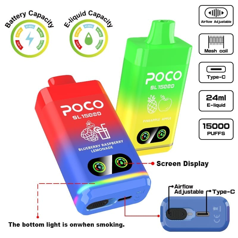 Poco SL 15000 Puffs | adjustable airflow, 0%-5% nicotine, bulk disposable vape - Image 16