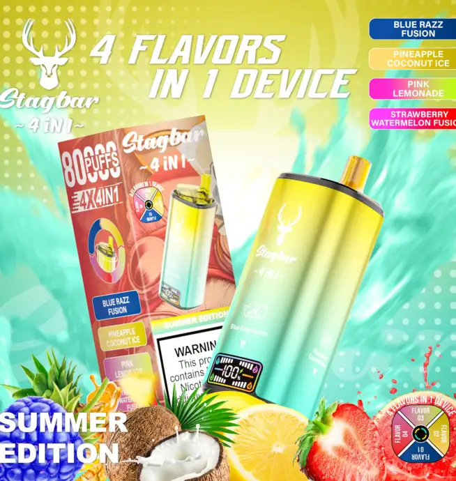Stag Bar 4-in-1 80K | quad flavor 48ml mega LCD screen bulk disposable vape wholesale - Image 3