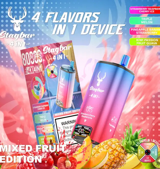 Stag Bar 4-in-1 80K | quad flavor 48ml mega LCD screen bulk disposable vape wholesale - Image 11