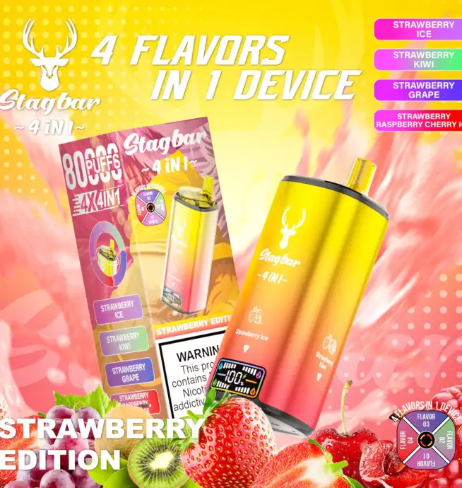 Stag Bar 4-in-1 80K | quad flavor 48ml mega LCD screen bulk disposable vape wholesale - Image 10