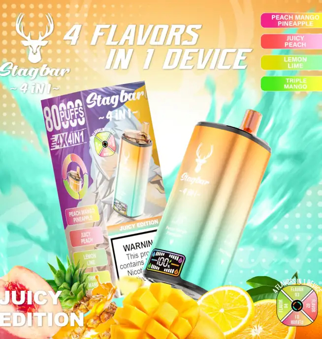 Stag Bar 4-in-1 80K | quad flavor 48ml mega LCD screen bulk disposable vape wholesale - Image 9