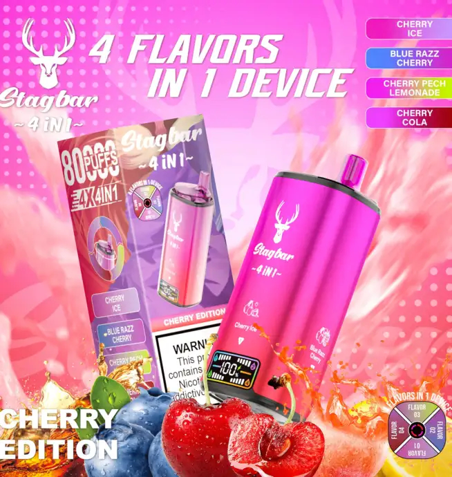Stag Bar 4-in-1 80K | quad flavor 48ml mega LCD screen bulk disposable vape wholesale - Image 6
