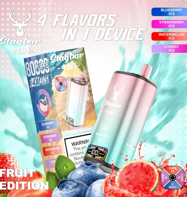 Stag Bar 4-in-1 80K | quad flavor 48ml mega LCD screen bulk disposable vape wholesale - Image 5