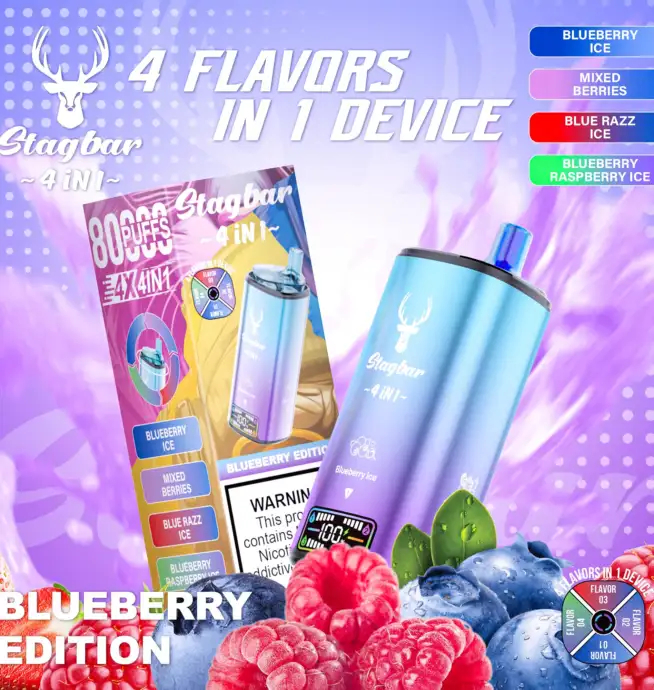 Stag Bar 4-in-1 80K | quad flavor 48ml mega LCD screen bulk disposable vape wholesale - Image 4