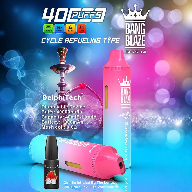Bang Blaze Shisha 40000 Puffs | 40mL, 0.6Ω mesh coil, 4 nicotine levels, bulk disposable vape - Image 3