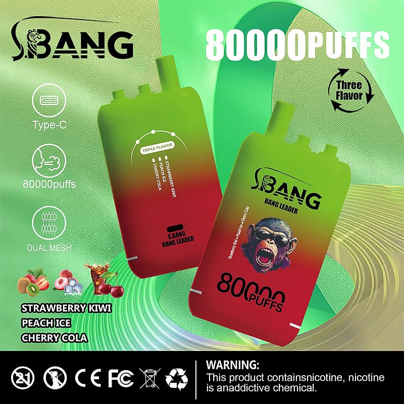 Bang Leader 80K | 80000 puffs, triple flavor, dual mesh, Type-C rechargeable, bulk disposable vape - Image 3