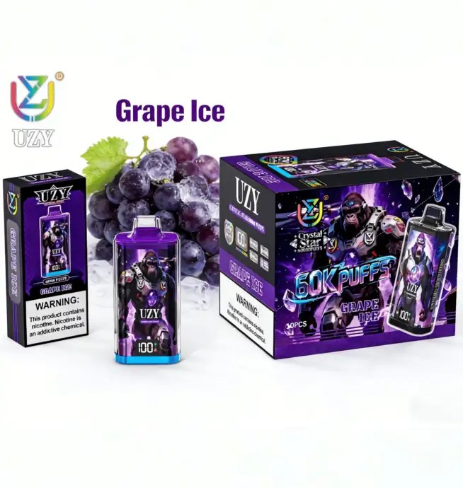 UZY Crystal Star 60K | 60000 puffs, smart display, dual mesh coil, 12 flavors, bulk disposable vape - Image 10