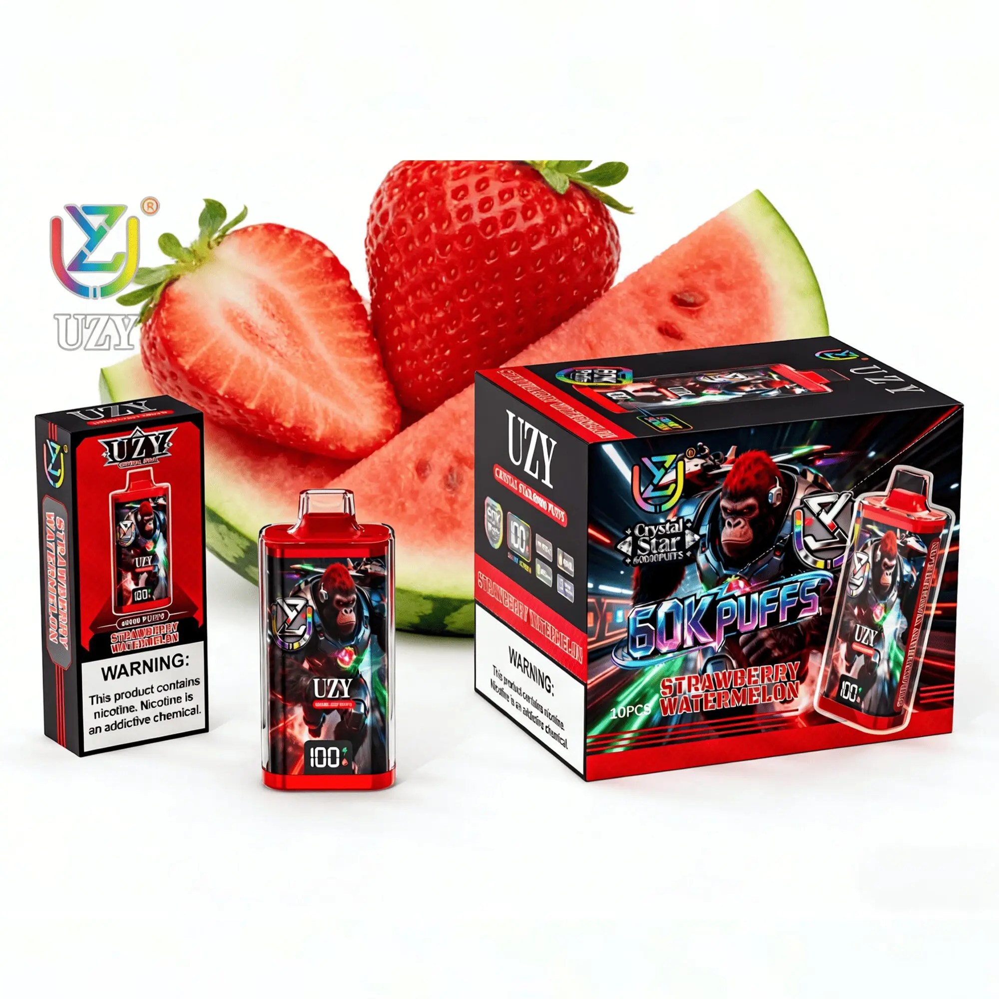 UZY Crystal Star 60K | 60000 puffs, smart display, dual mesh coil, 12 flavors, bulk disposable vape - Image 5