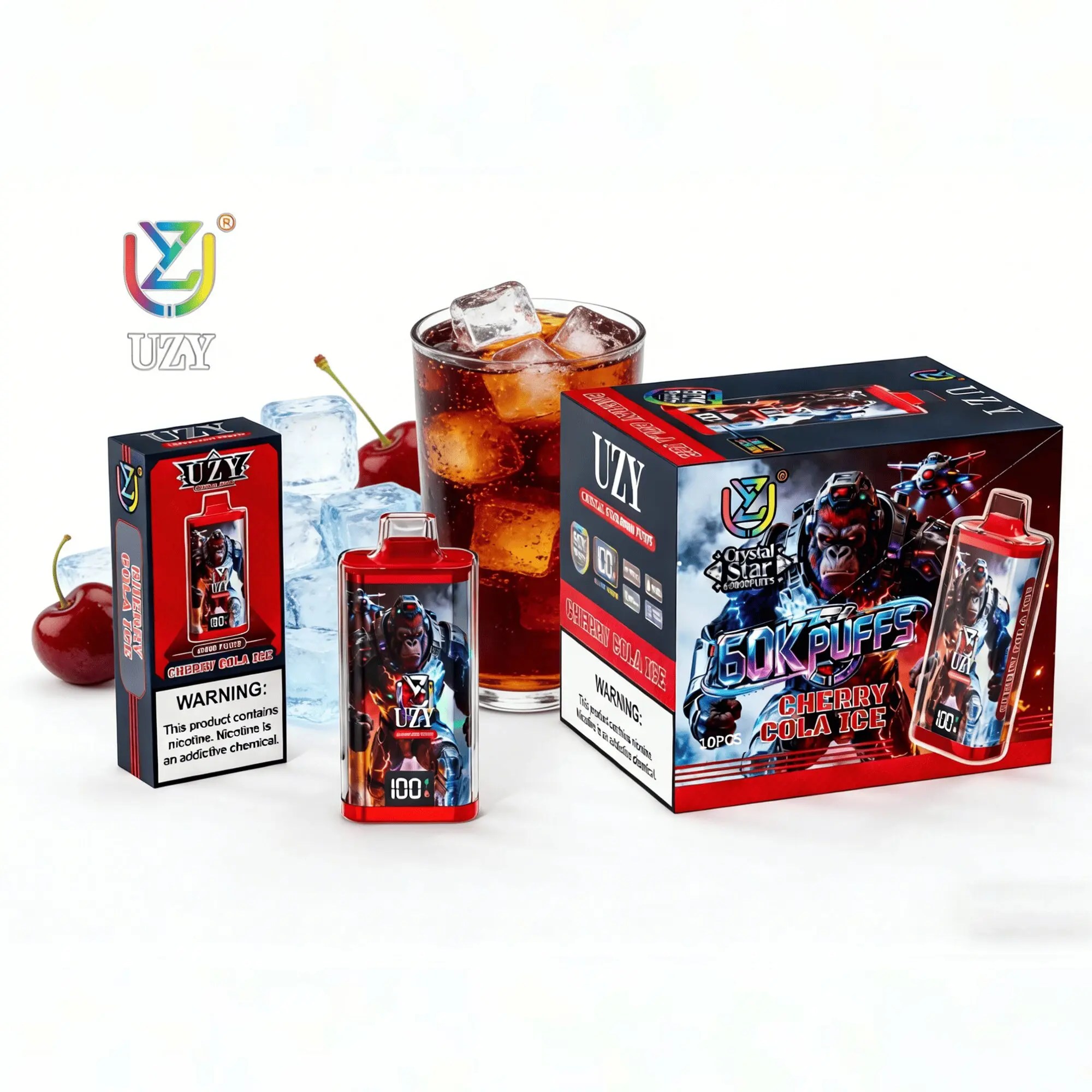 UZY Crystal Star 60K | 60000 puffs, smart display, dual mesh coil, 12 flavors, bulk disposable vape - Image 2