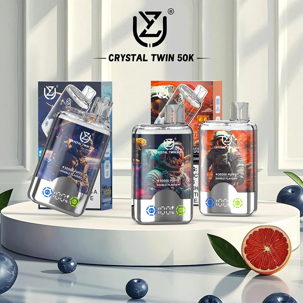 UZY Crystal Twin 50K | 2-in-1 dual-flavor 50000 puffs smart LED display 40ml mega capacity wholesale - Image 3