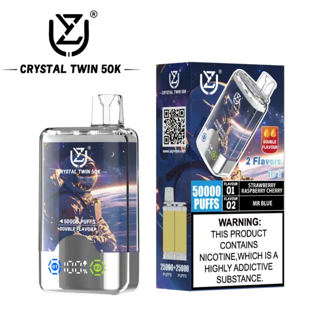 UZY Crystal Twin 50K | 2-in-1 dual-flavor 50000 puffs smart LED display 40ml mega capacity wholesale - Image 11