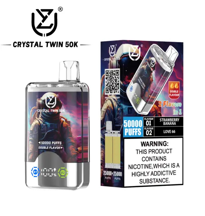 UZY Crystal Twin 50K | 2-in-1 dual-flavor 50000 puffs smart LED display 40ml mega capacity wholesale - Image 9