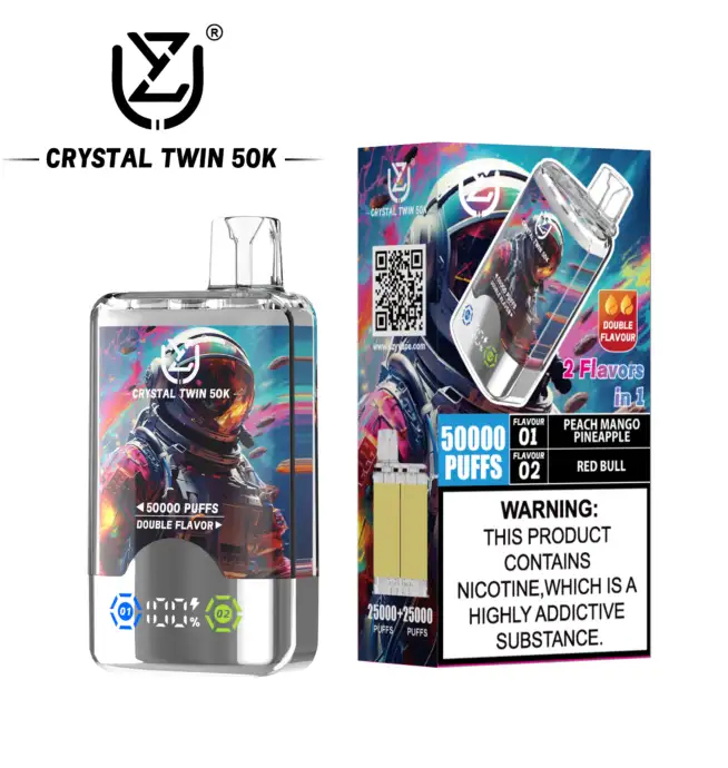 UZY Crystal Twin 50K | 2-in-1 dual-flavor 50000 puffs smart LED display 40ml mega capacity wholesale - Image 8