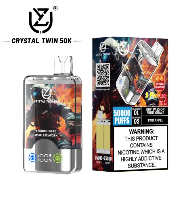 UZY Crystal Twin 50K | 2-in-1 dual-flavor 50000 puffs smart LED display 40ml mega capacity wholesale - Image 7