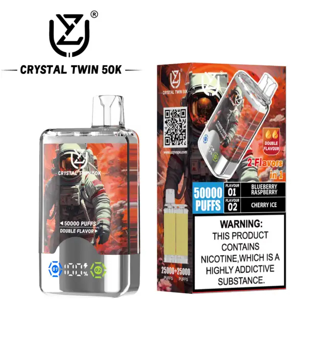 UZY Crystal Twin 50K | 2-in-1 dual-flavor 50000 puffs smart LED display 40ml mega capacity wholesale - Image 5