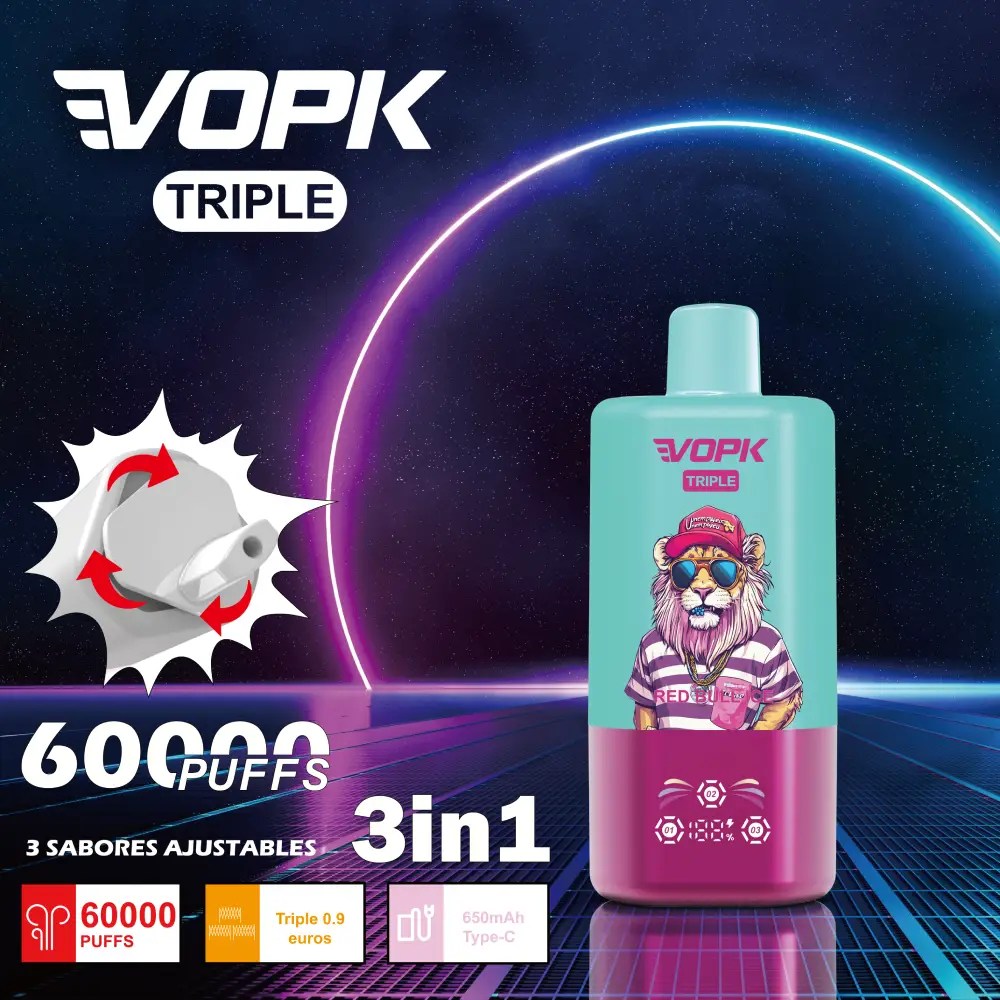 Vopk Triple 60K 60000 Puffs | 3-in-1 flavor, 54mL, LED screen, triple mesh, bulk disposable vape
