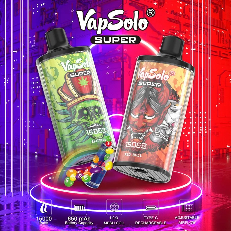 Vapsolo Super 15000 Puffs | 2%-5% nicotine, 25mL, 4-level airflow, bulk vape