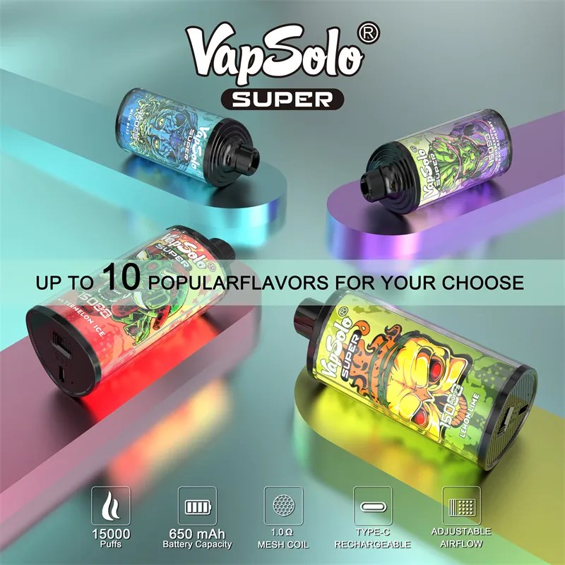 Vapsolo Super 15000 Puffs | 2%-5% nicotine, 25mL, 4-level airflow, bulk vape - Image 4