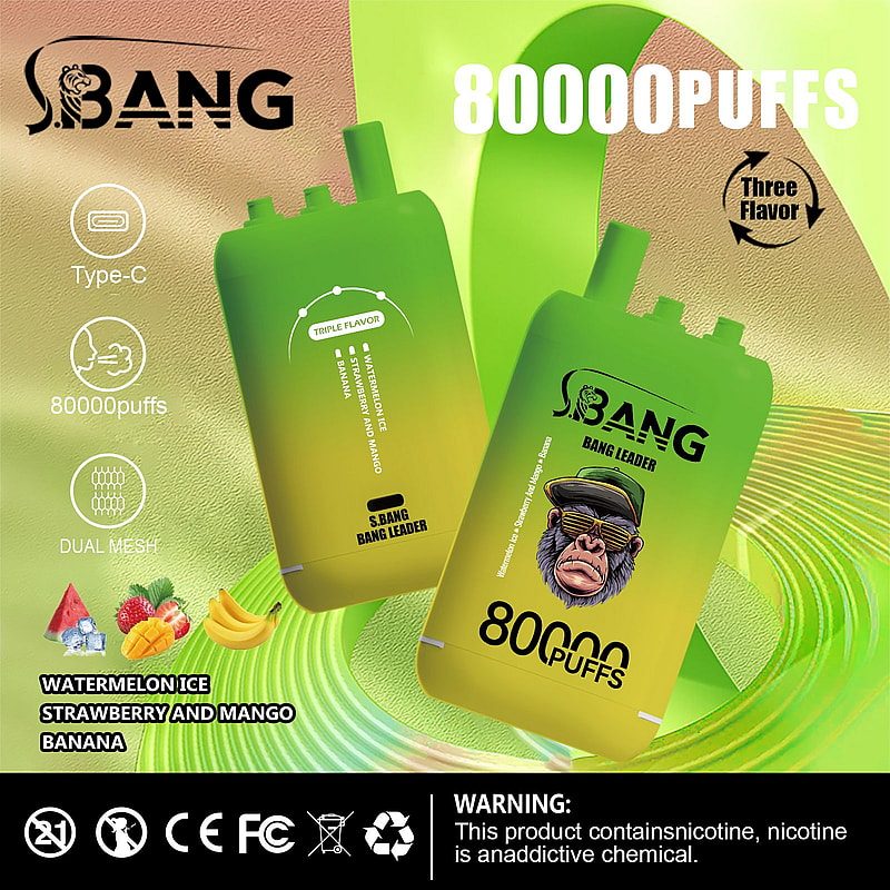 Bang Leader 80K | 80000 puffs, triple flavor, dual mesh, Type-C rechargeable, bulk disposable vape - Image 2