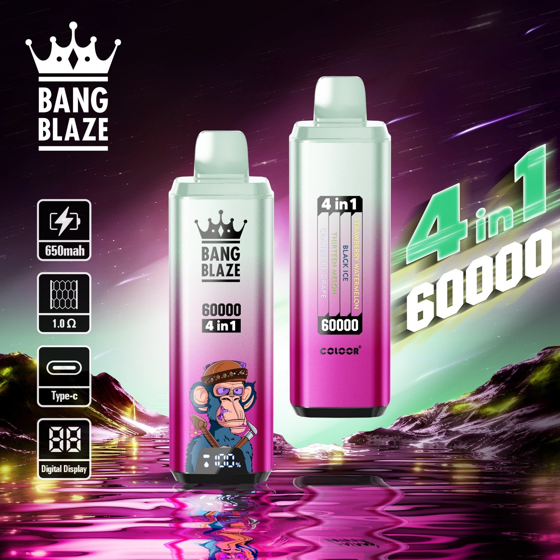 Bang Blaze 4-in-1 60000 Puffs | flavor long-lasting 60k puff bulk disposable vape