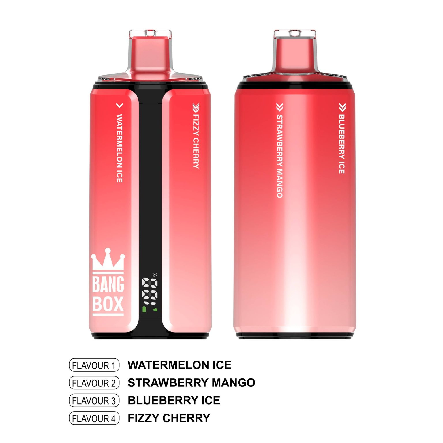 Bang Box 160K | 4-in-1 160000 puffs, quad flavor, 1.0Ω mesh coil, LCD display, 0%-5% nicotine, rechargeable bulk disposable vape - Image 2