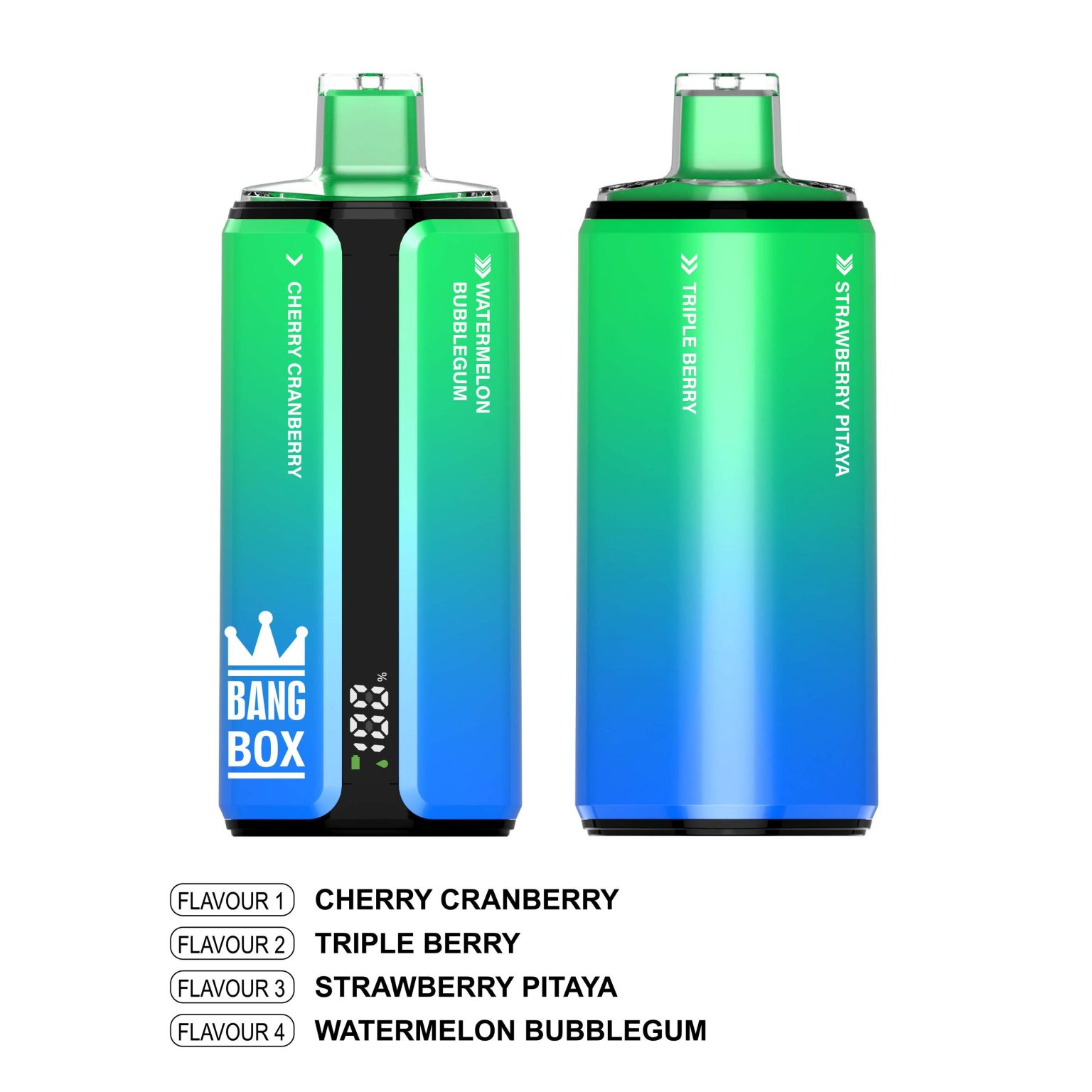 Bang Box 160K | 4-in-1 160000 puffs, quad flavor, 1.0Ω mesh coil, LCD display, 0%-5% nicotine, rechargeable bulk disposable vape - Image 10