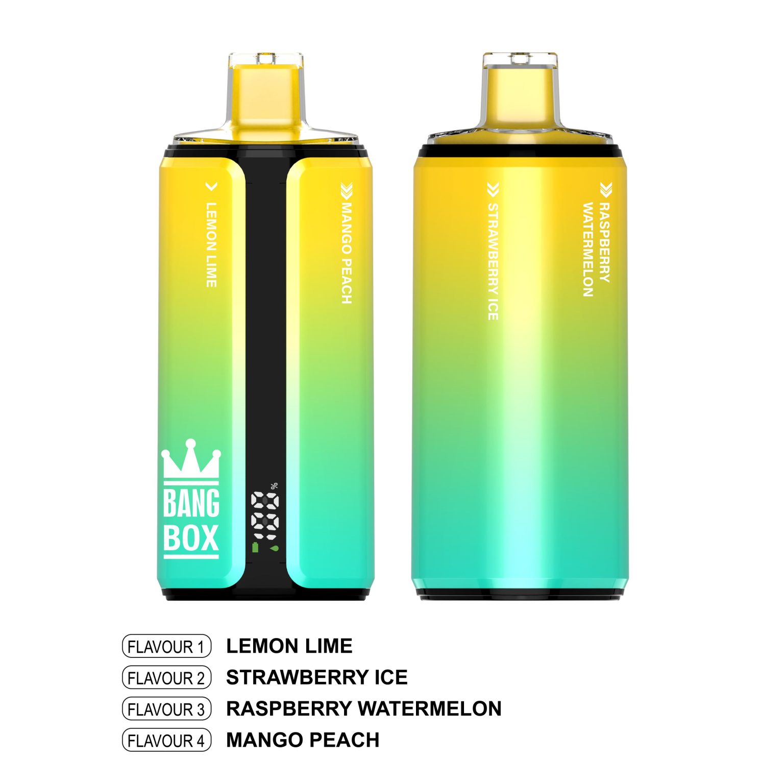 Bang Box 160K | 4-in-1 160000 puffs, quad flavor, 1.0Ω mesh coil, LCD display, 0%-5% nicotine, rechargeable bulk disposable vape - Image 8