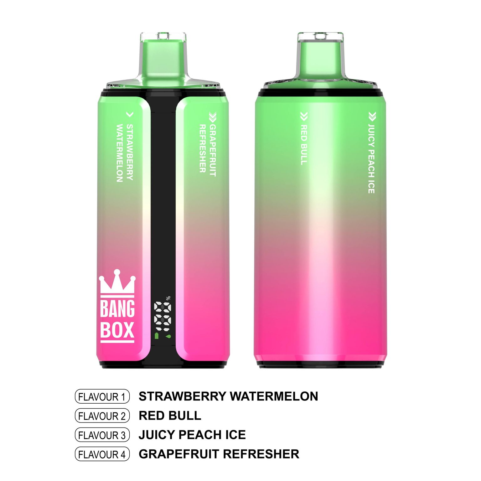 Bang Box 160K | 4-in-1 160000 puffs, quad flavor, 1.0Ω mesh coil, LCD display, 0%-5% nicotine, rechargeable bulk disposable vape - Image 3