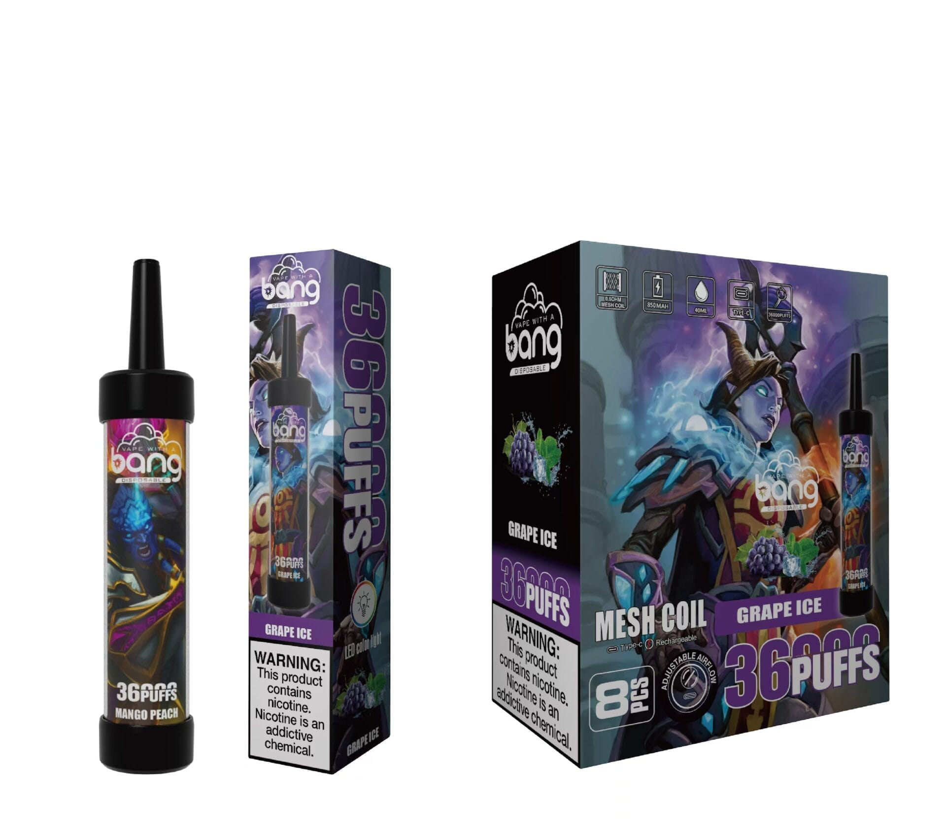 Bang King 36000 Puffs | 0%-5% nicotine, LED color light, bulk disposable vape - Image 9