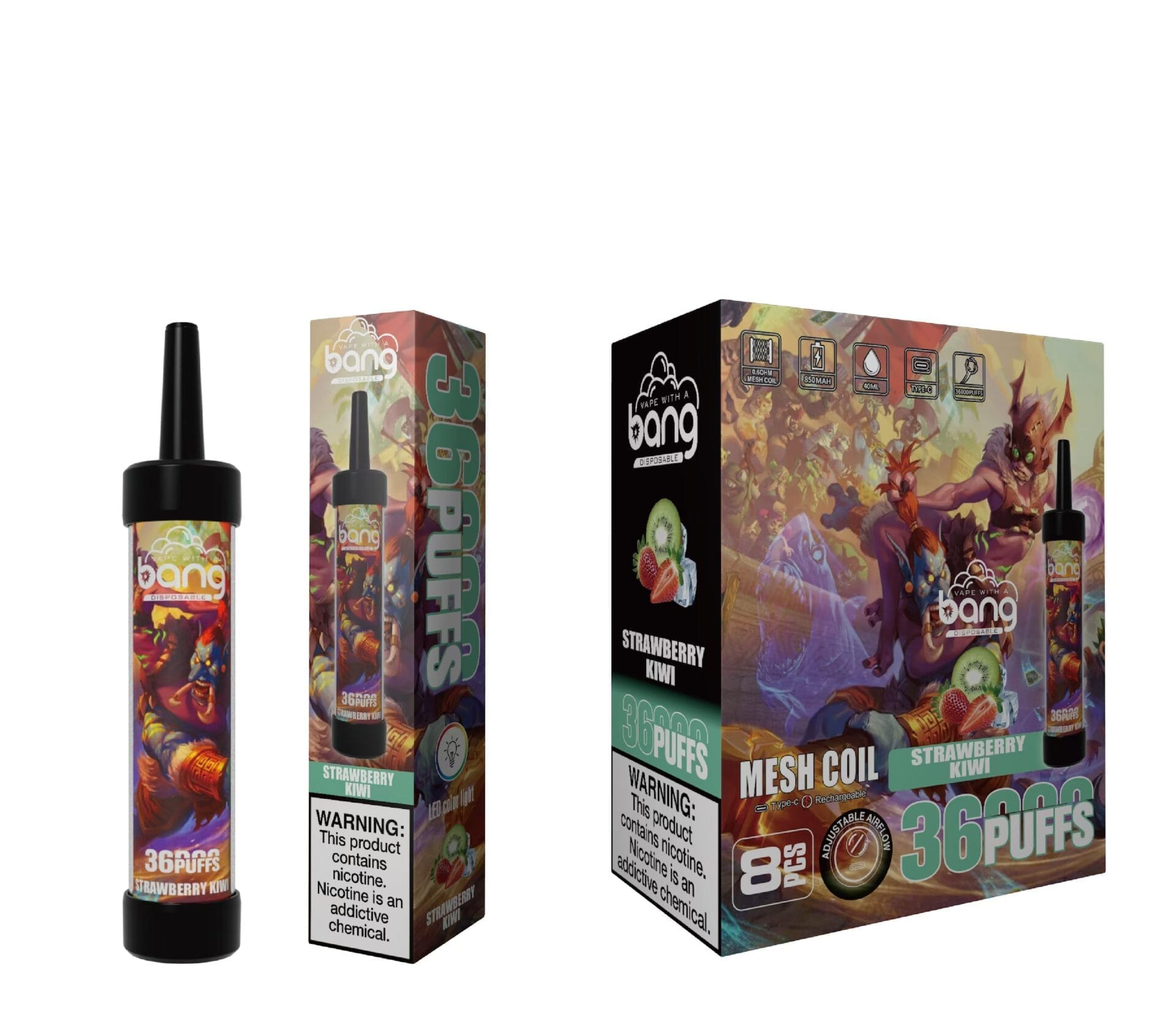 Bang King 36000 Puffs | 0%-5% nicotine, LED color light, bulk disposable vape - Image 10