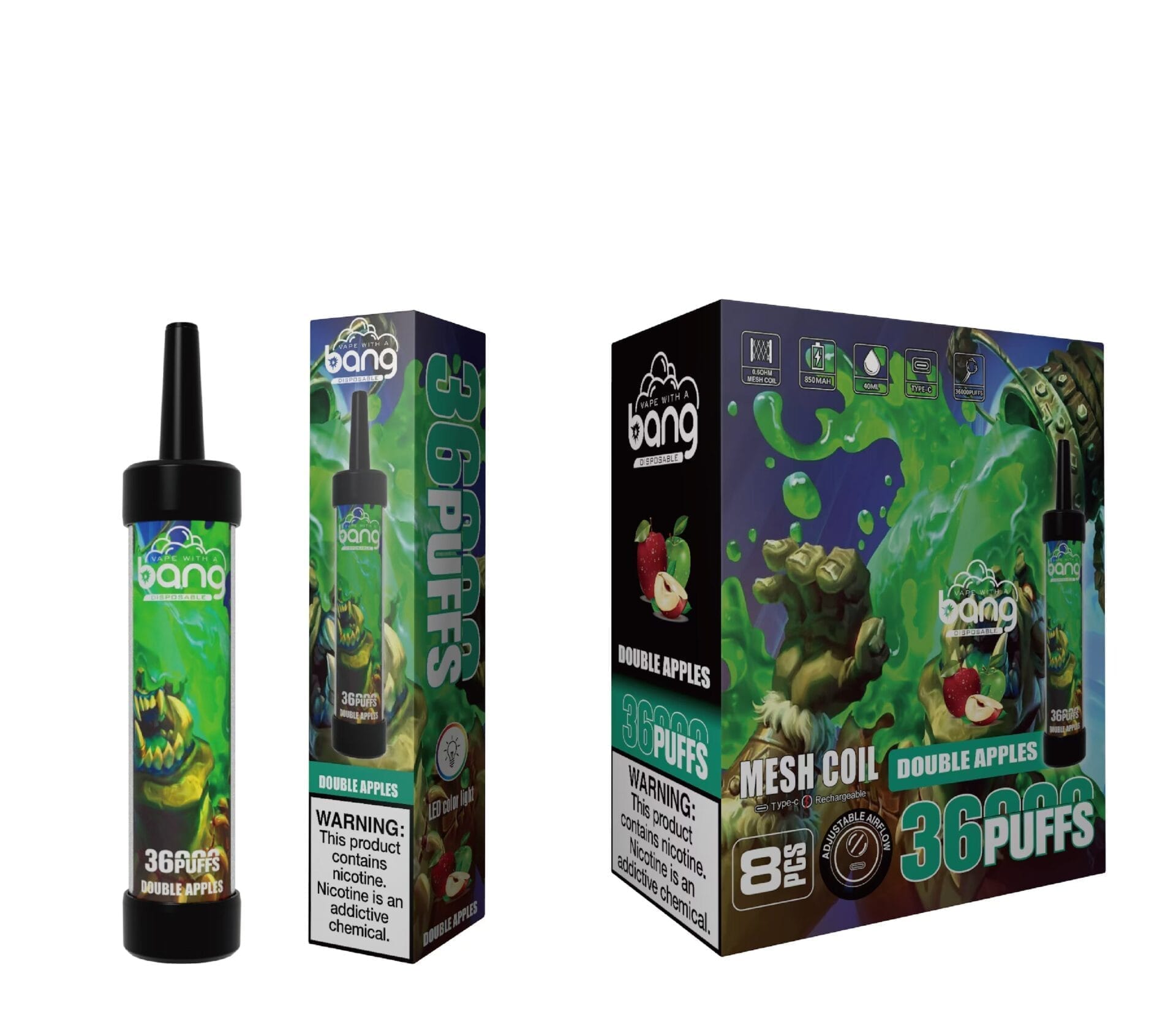 Bang King 36000 Puffs | 0%-5% nicotine, LED color light, bulk disposable vape - Image 11