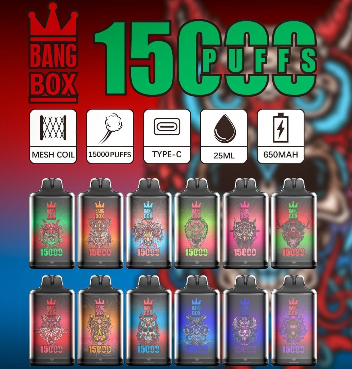 Bang Box 15000 Puffs | 0%-5% nicotine, 25mL, bulk disposable vape