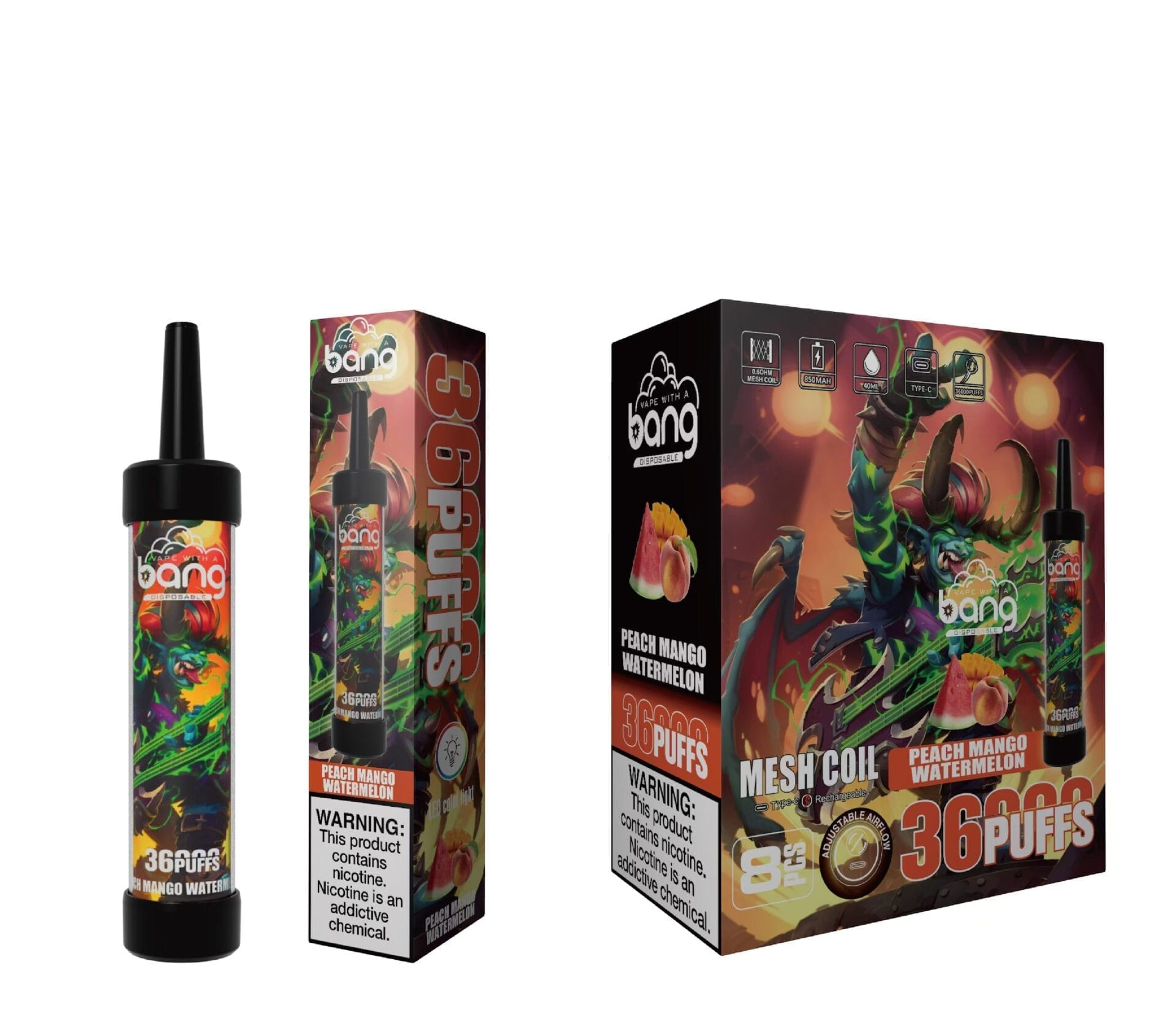 Bang King 36000 Puffs | 0%-5% nicotine, LED color light, bulk disposable vape - Image 13