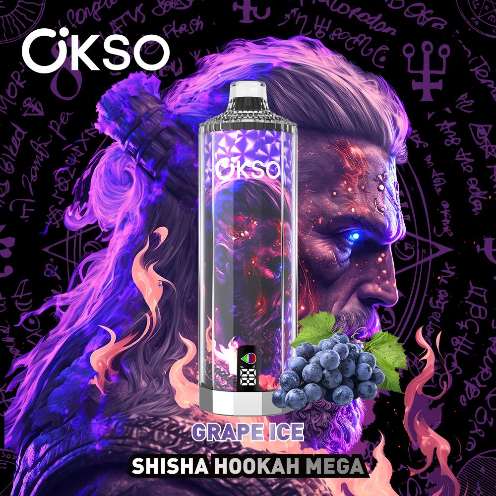 OKSO Shisha Hookah Mega 50000 Puffs | triple mesh coil, 40mL, LED display, adjustable airflow, bulk disposable vape