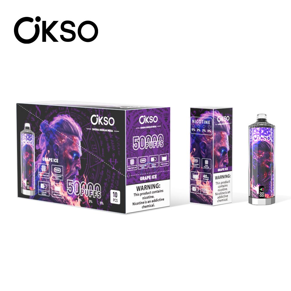 OKSO Shisha Hookah Mega 50000 Puffs | triple mesh coil, 40mL, LED display, adjustable airflow, bulk disposable vape - Image 23