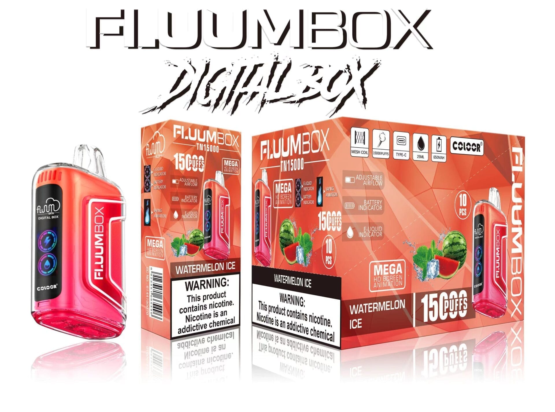 Fluum Digital Box TN 15000 Puffs | 0%-5% nicotine, rechargeable pen, bulk disposable vape - Image 3