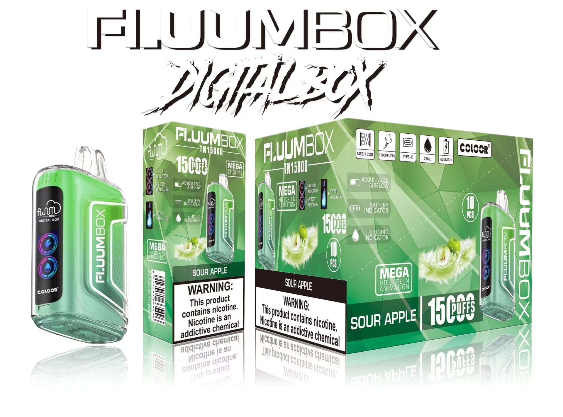 Fluum Digital Box TN 15000 Puffs | 0%-5% nicotine, rechargeable pen, bulk disposable vape - Image 5