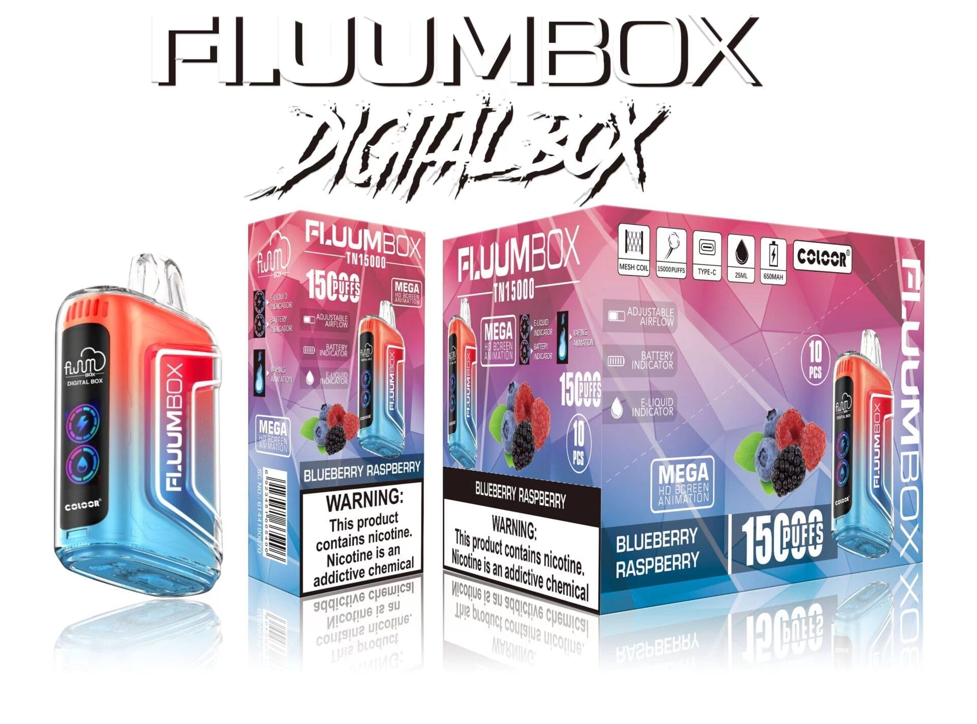 Fluum Digital Box TN 15000 Puffs | 0%-5% nicotine, rechargeable pen, bulk disposable vape - Image 7