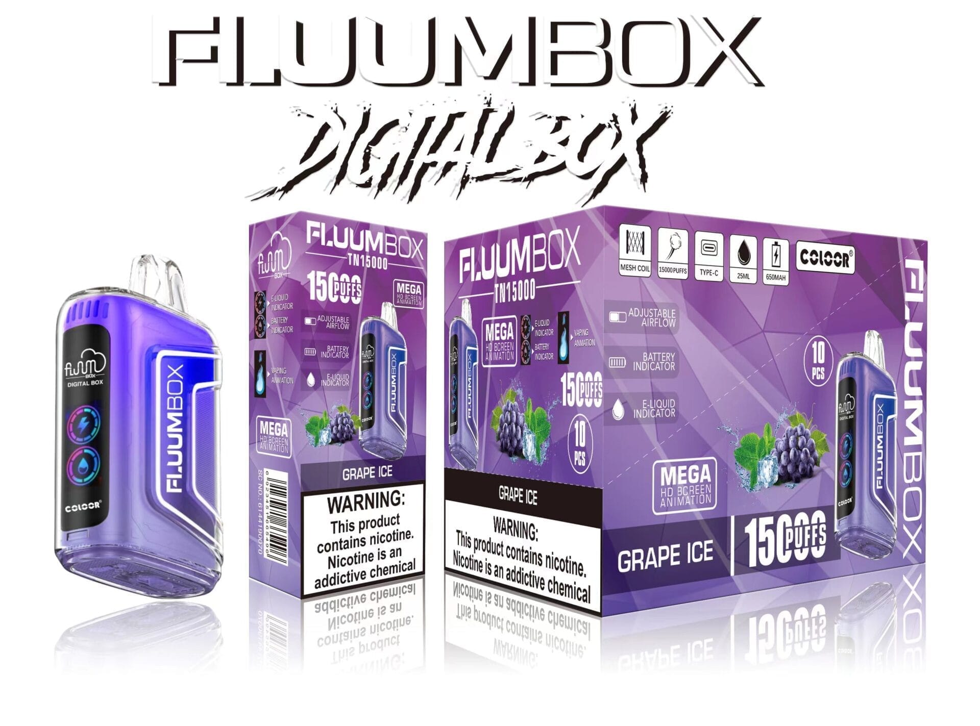 Fluum Digital Box TN 15000 Puffs | 0%-5% nicotine, rechargeable pen, bulk disposable vape - Image 8