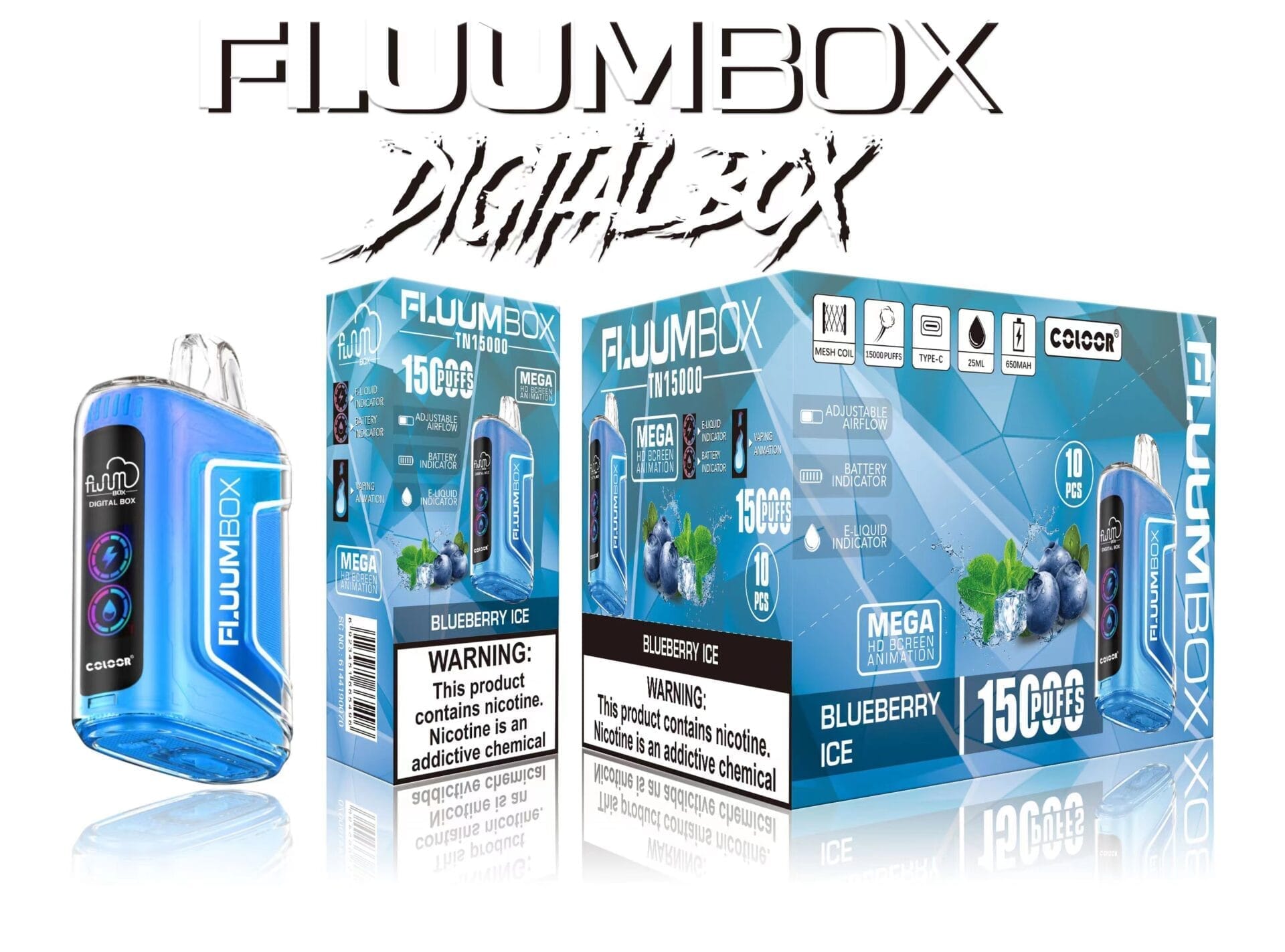 Fluum Digital Box TN 15000 Puffs | 0%-5% nicotine, rechargeable pen, bulk disposable vape - Image 9