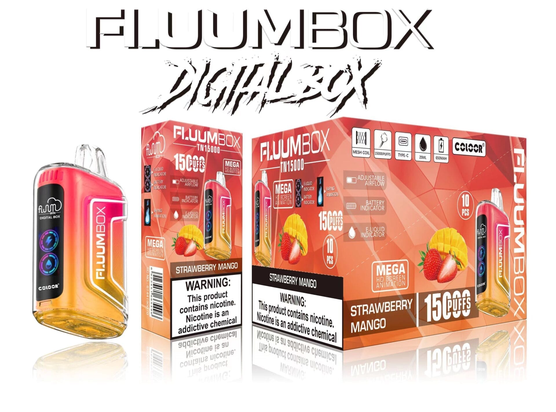 Fluum Digital Box TN 15000 Puffs | 0%-5% nicotine, rechargeable pen, bulk disposable vape - Image 10