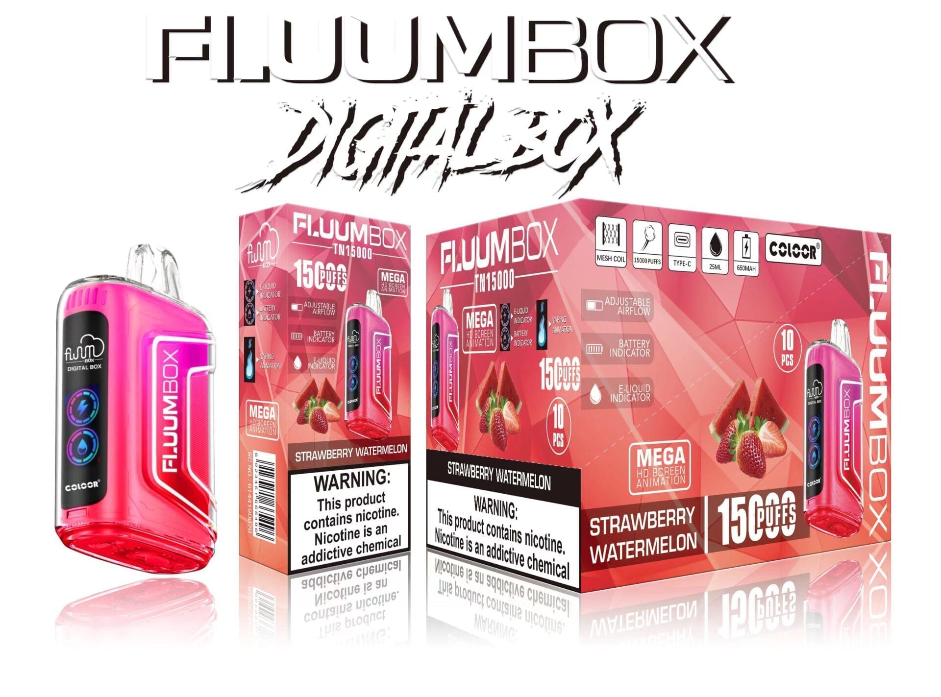 Fluum Digital Box TN 15000 Puffs | 0%-5% nicotine, rechargeable pen, bulk disposable vape - Image 11