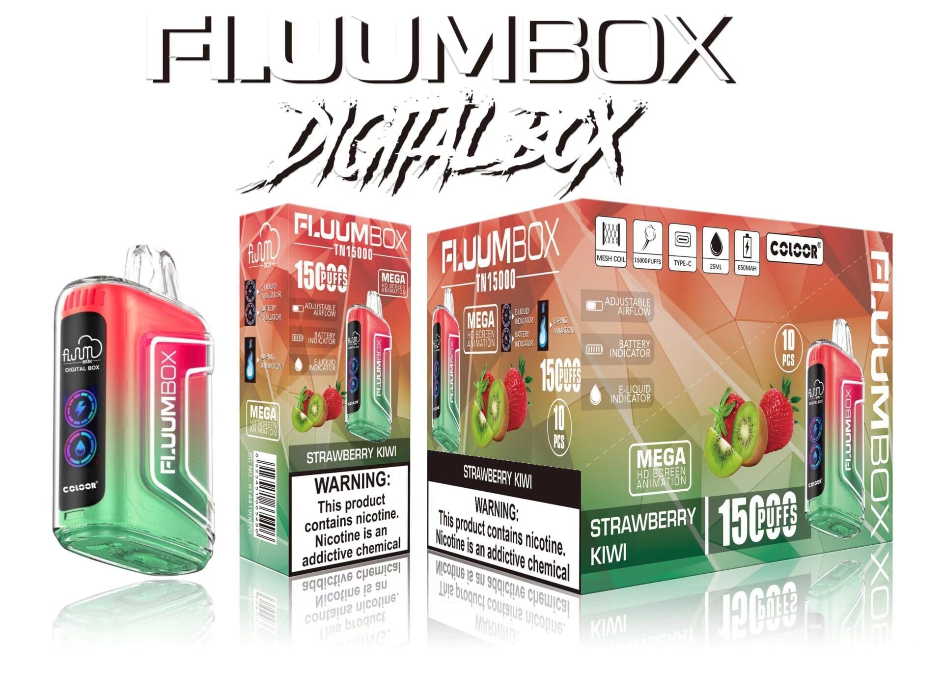 Fluum Digital Box TN 15000 Puffs | 0%-5% nicotine, rechargeable pen, bulk disposable vape - Image 12
