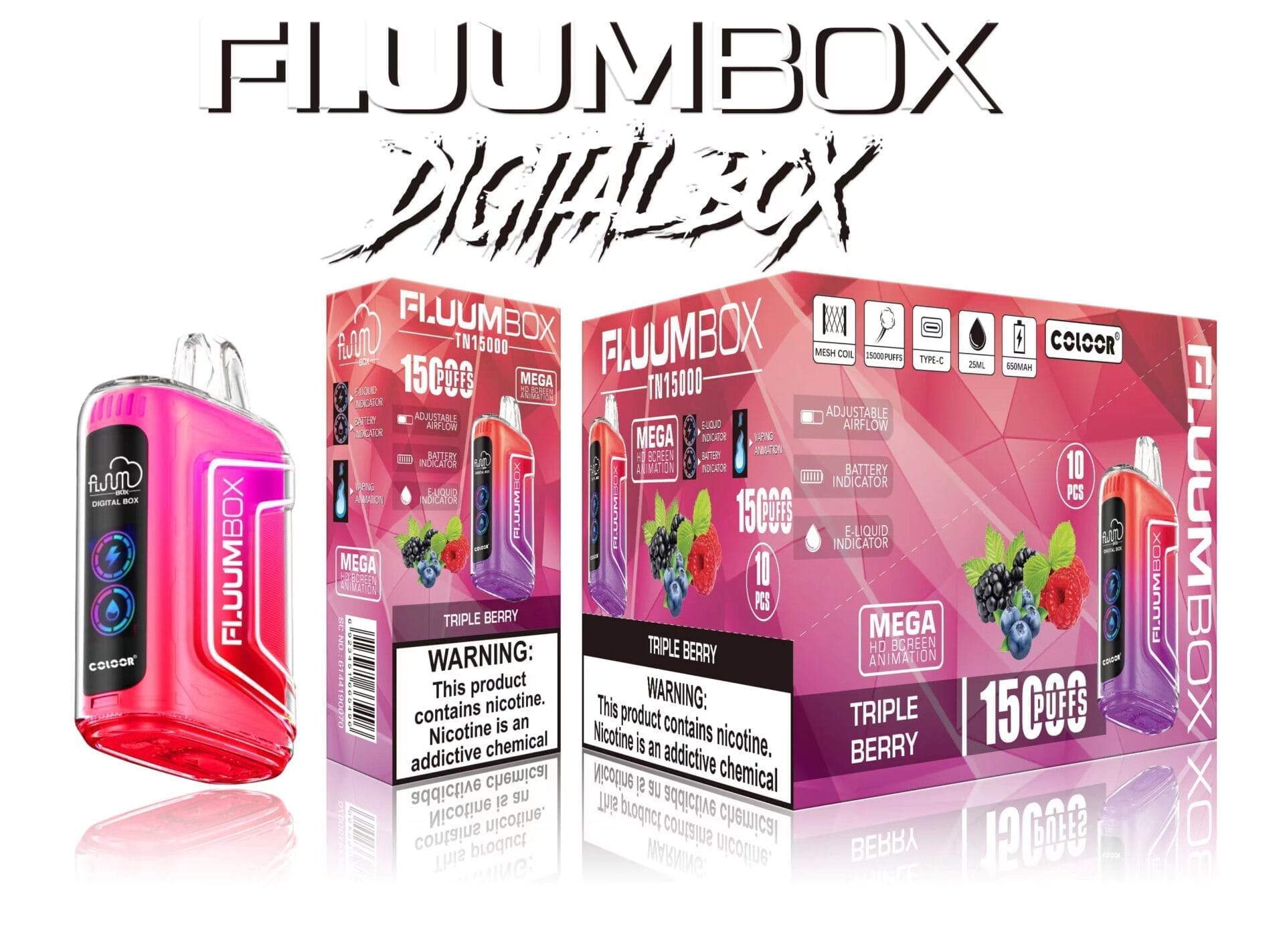 Fluum Digital Box TN 15000 Puffs | 0%-5% nicotine, rechargeable pen, bulk disposable vape - Image 13