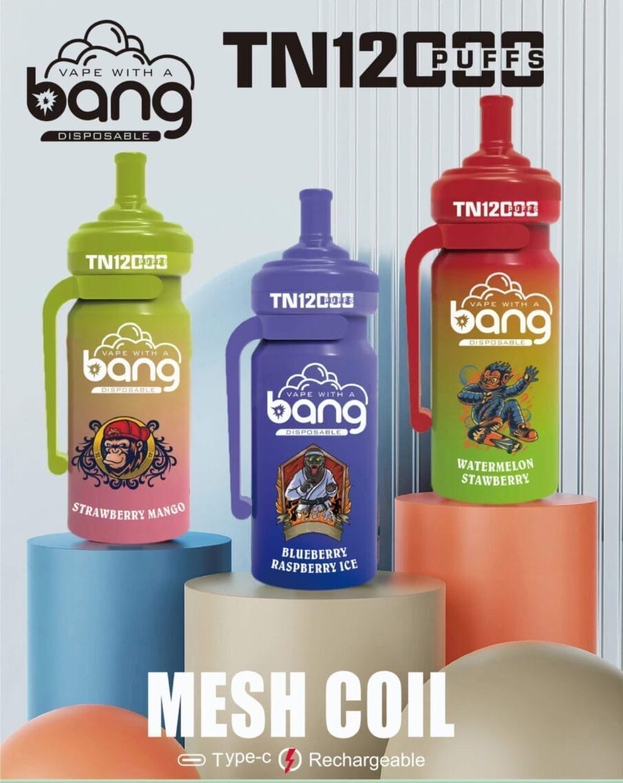 Bang TN 12000 Puffs | 0%-5% nicotine, rechargeable mesh coil, bulk disposable vape